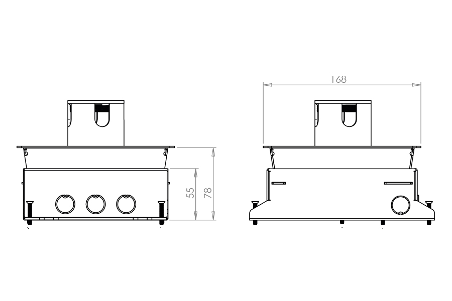 HPL Powerbox150 instort 55mm 1xWCD + 2xM45 leeg - RVS S25 IP54 deksel